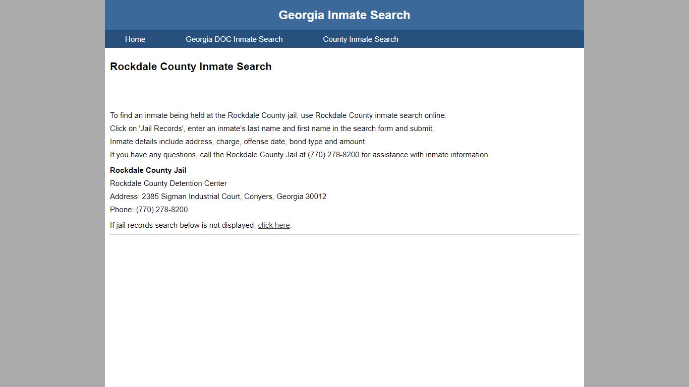 Rockdale County Jail Inmate Search