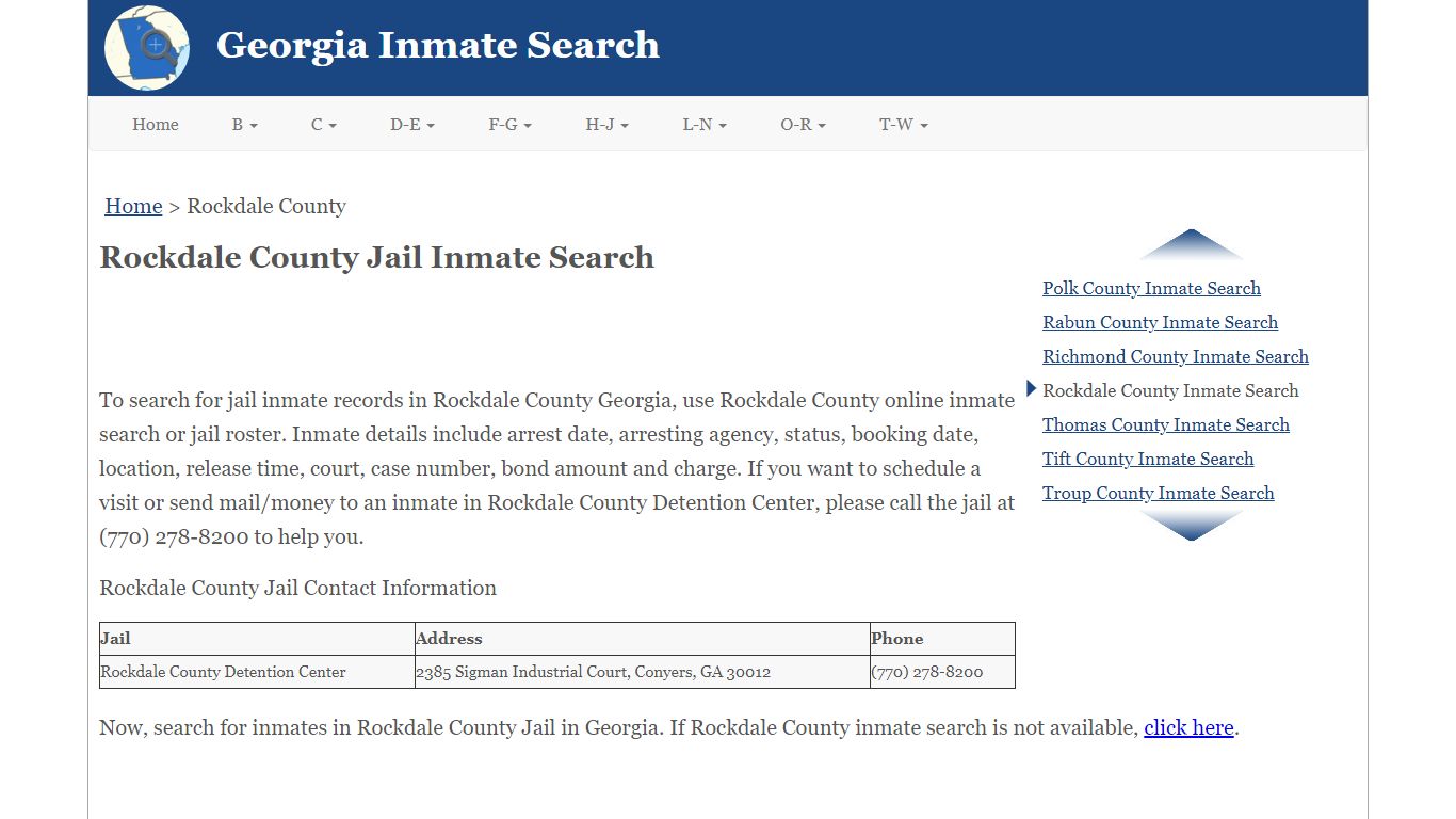 Rockdale County Jail Inmate Search